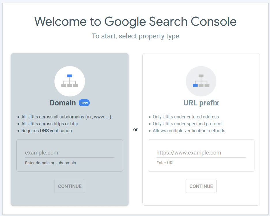 Pagina di accesso a Google Search Console