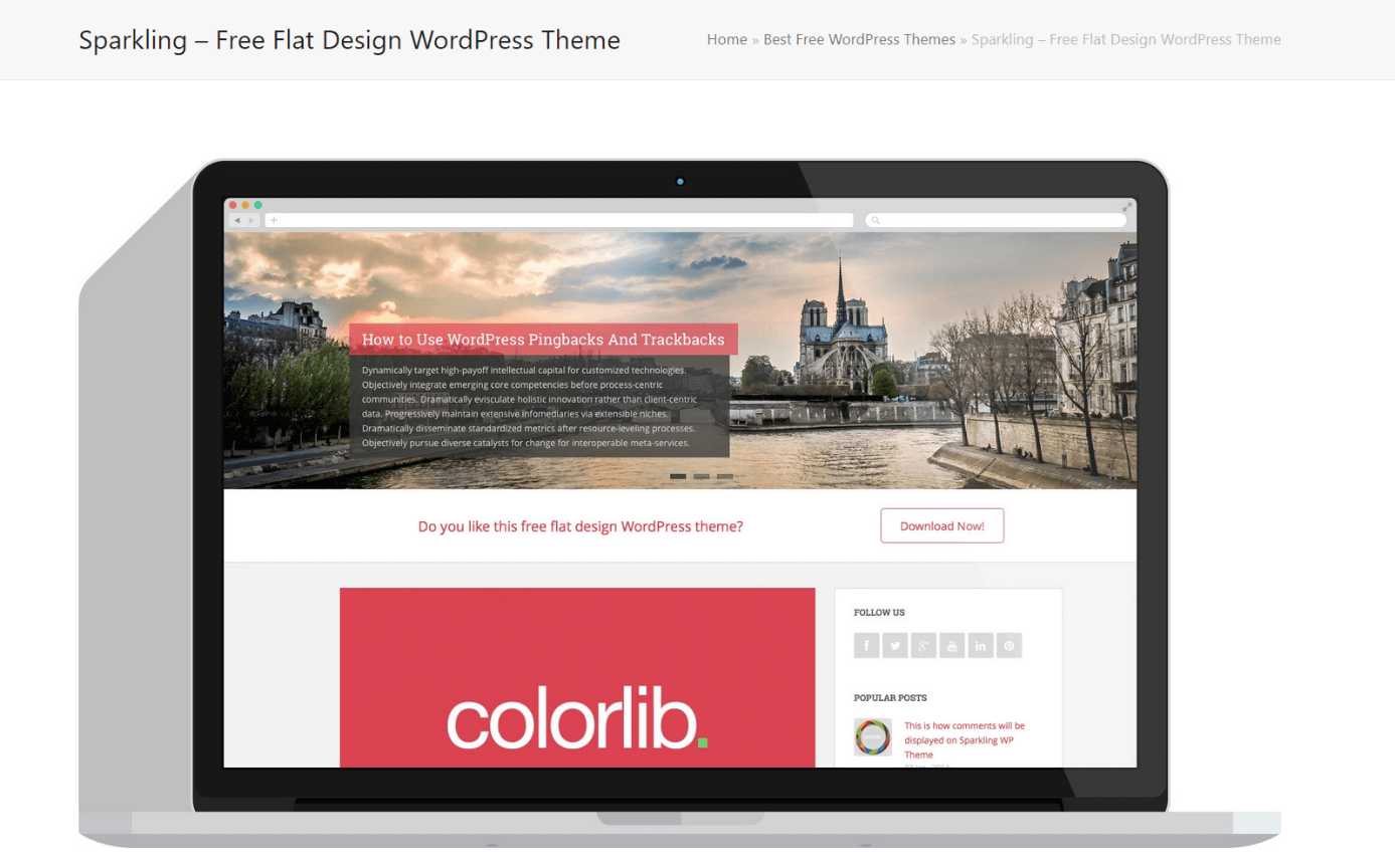 Homepage di Colorlib, sviluppatore di Sparkling