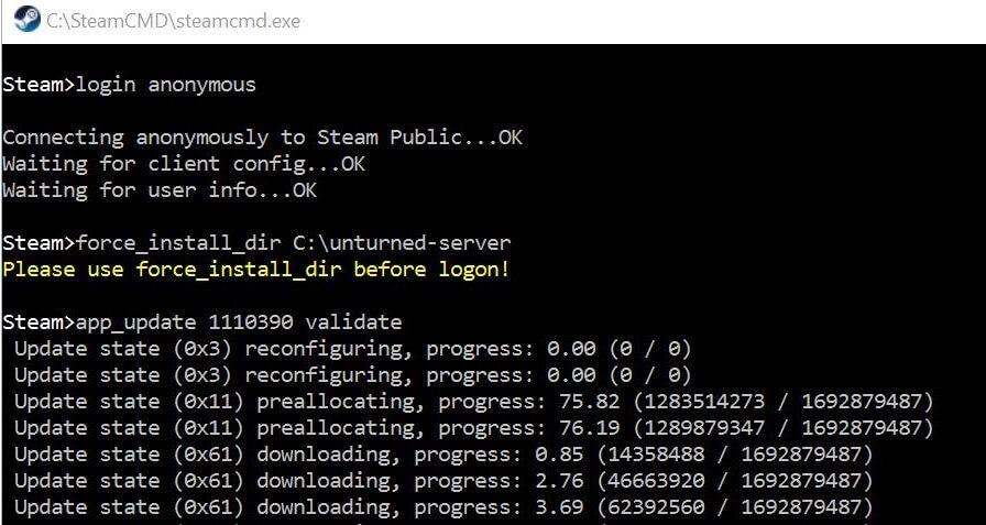 SteamCMD: installazione del software per il server Unturned
