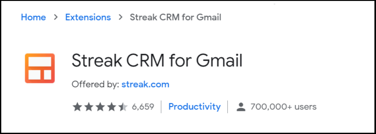 Streak CRM offre funzionalità Gmail integrate per la distribuzione, la posta elettronica dei clienti, il tracking e il pipelining