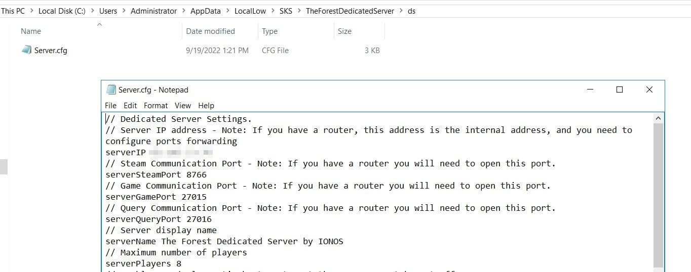 Configurare il server dedicato per The Forest nel file server.cfg