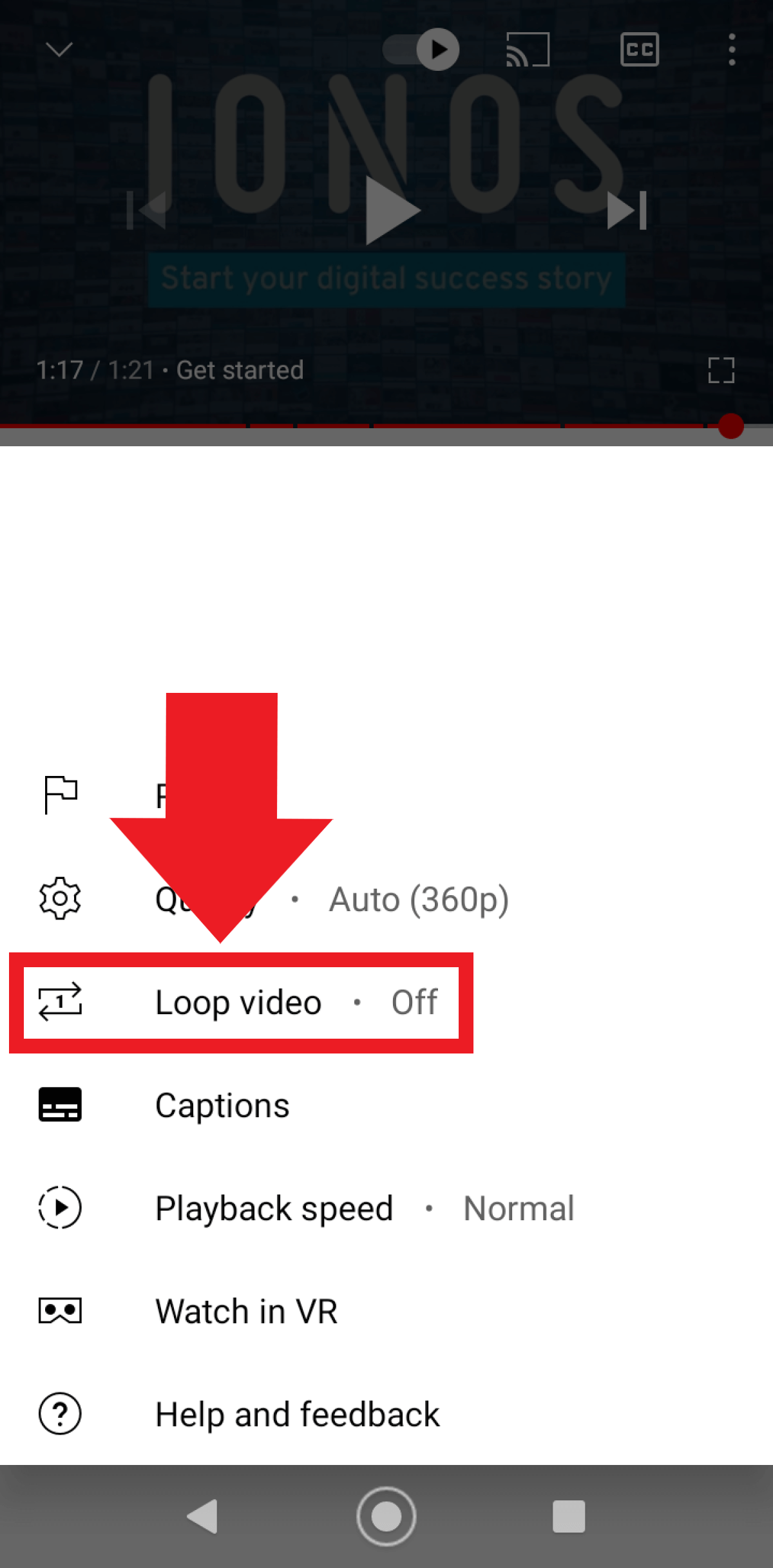 La funzione “Loop del video” nelle impostazioni video