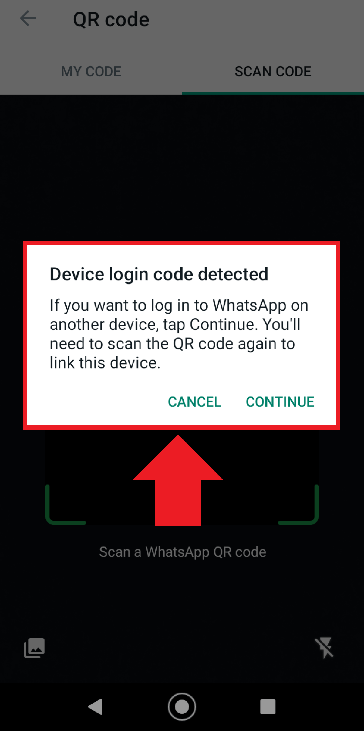 Lo scanner QR nelle Impostazioni di WhatsApp