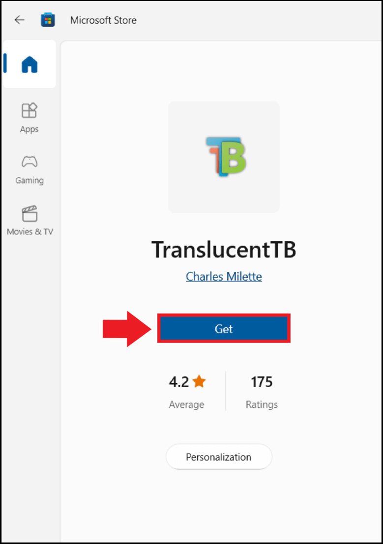 TranslucentTB su Microsoft Store di Windows 11