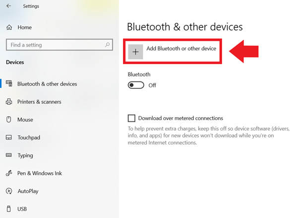 Nelle impostazioni di Windows, andate su “Dispositivi” e poi su “Aggiungi dispositivo Bluetooth o di altro tipo”