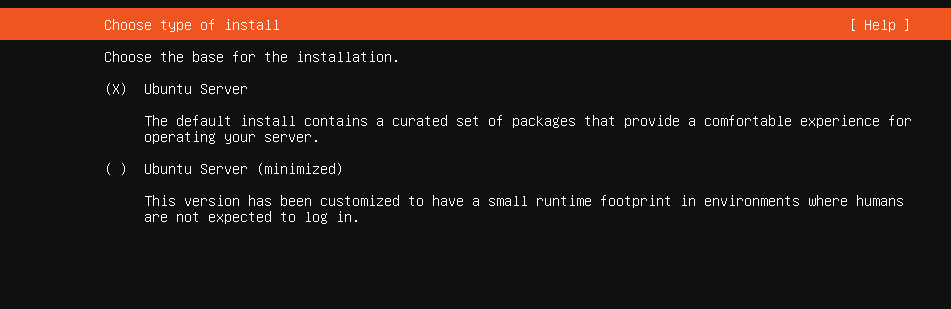 Installare Ubuntu Server: selezionare il tipo di installazione