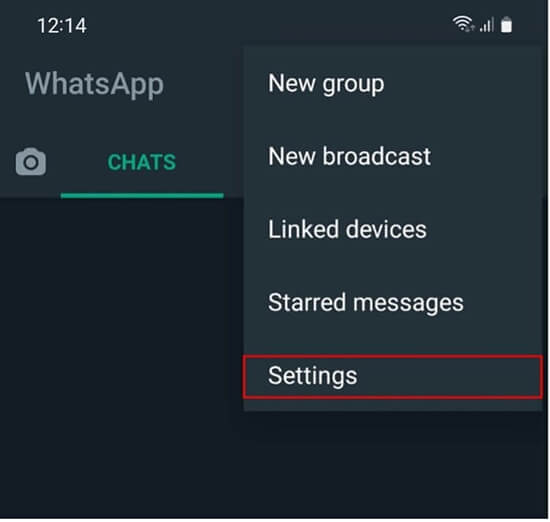 WhatsApp: “Impostazioni” nel menu