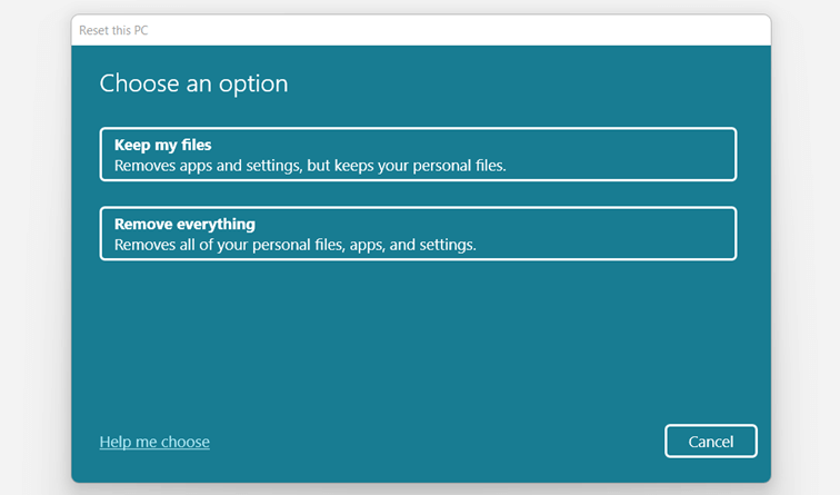 Windows 11: procedura guidata “Ripristina questo PC”