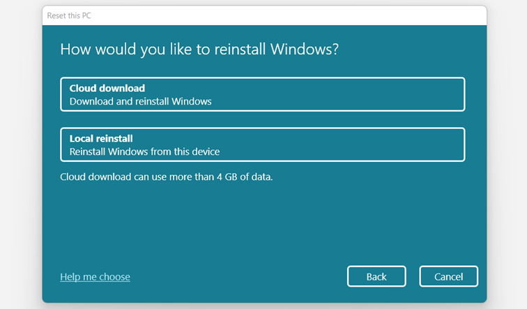 Ripristino di Windows 11: determinare la fonte di installazione