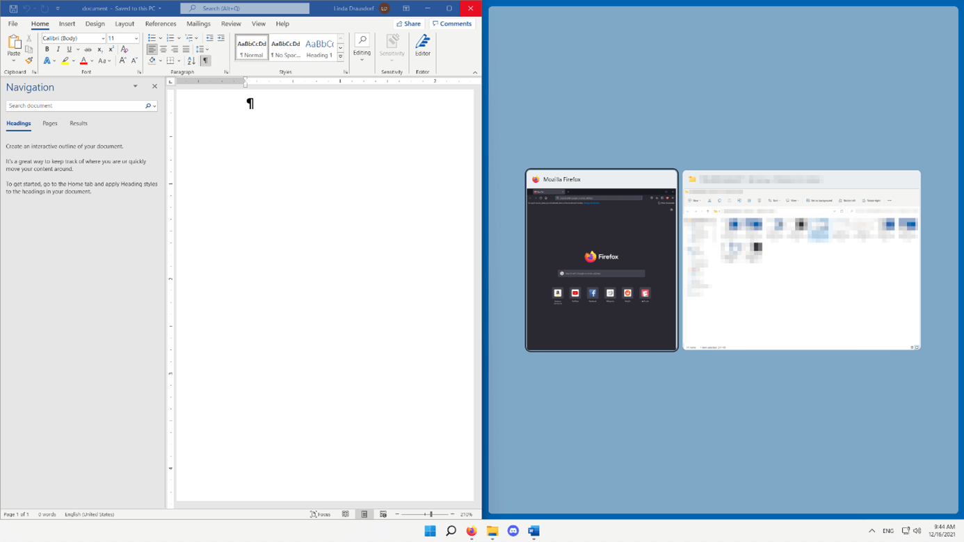 Schermo diviso di Windows 11: anteprima con finestra bordata