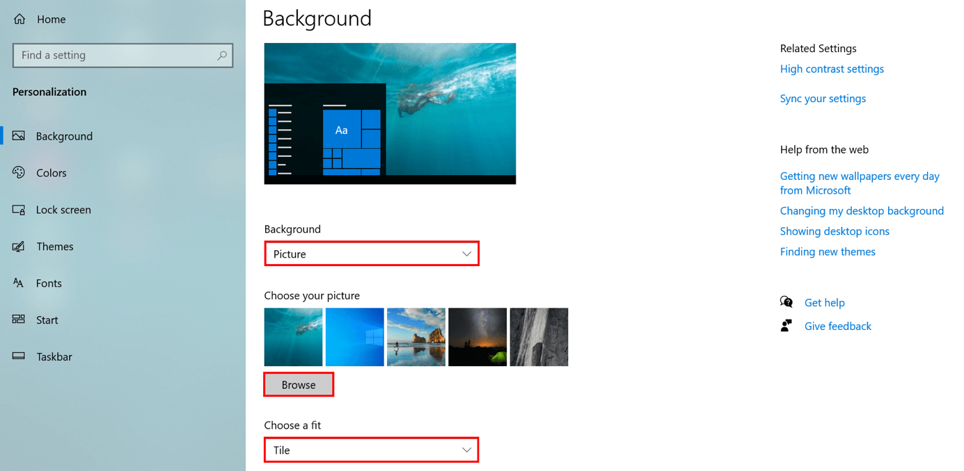Windows 10: cambiare lo sfondo