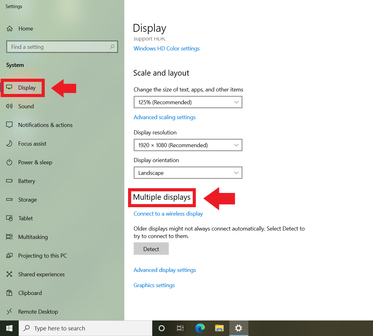 Windows 10: sezione “Schermi multipli” nelle impostazioni di sistema