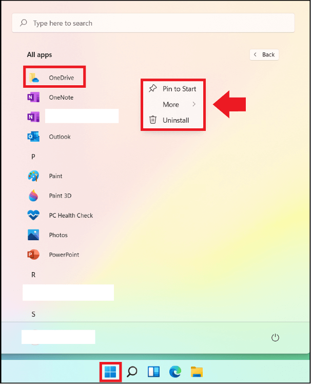 Tutte le app installate nel menu Start di Windows