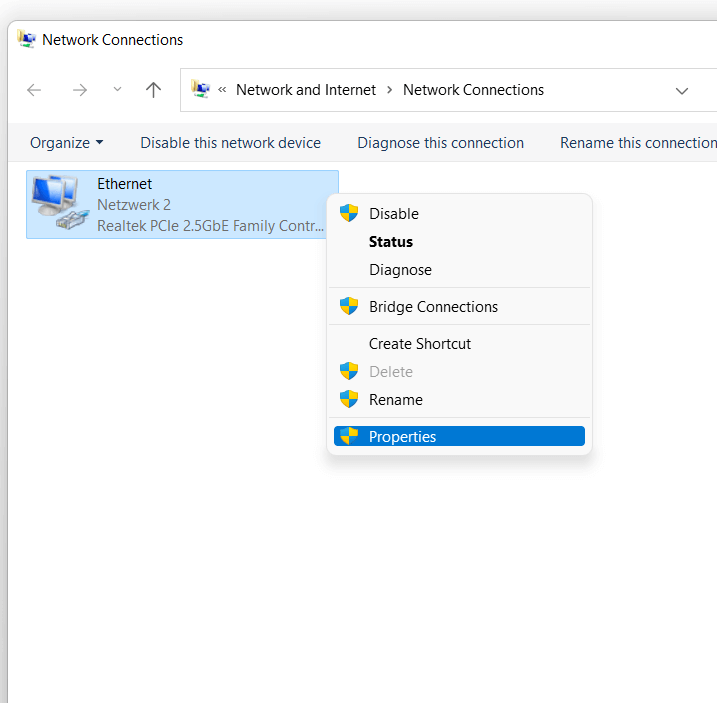 Windows 11: scelta della scheda di rete