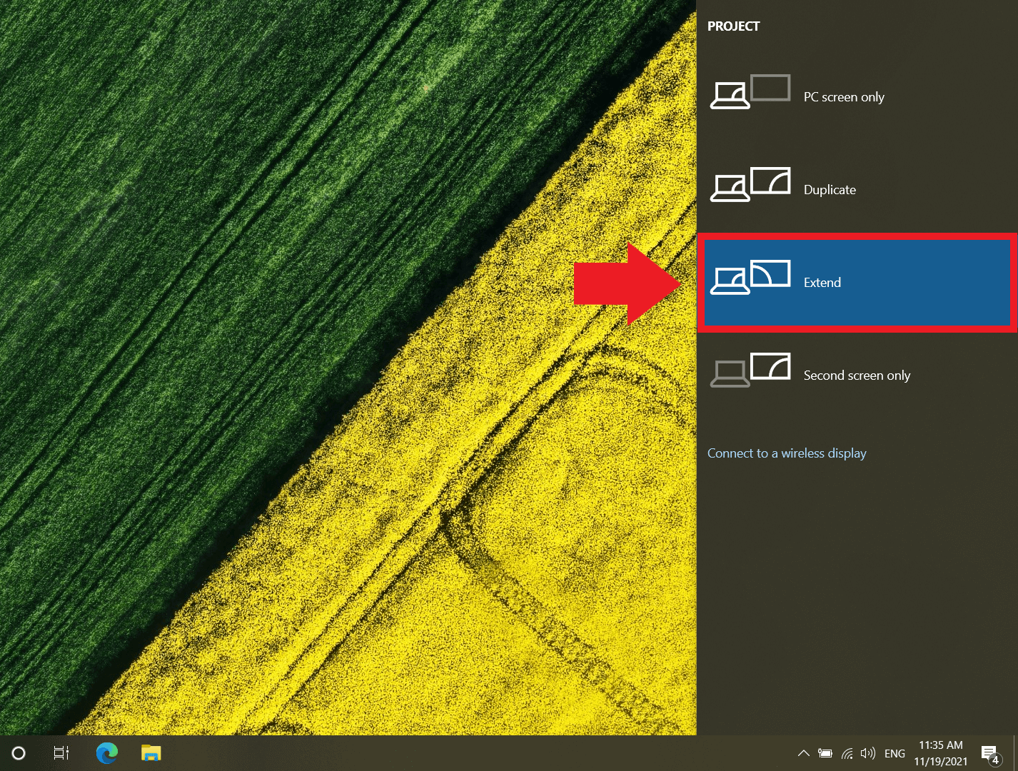 Opzioni di visualizzazione di Windows con un secondo schermo
