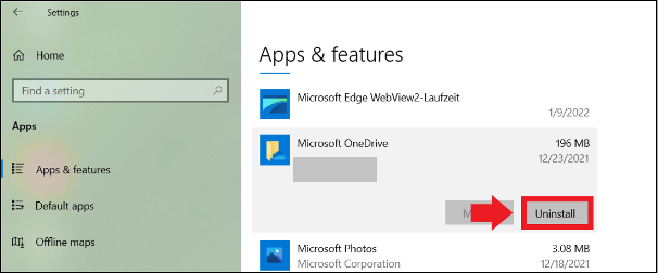 L’elenco delle applicazioni alla voce di menu “App” nelle impostazioni di Windows