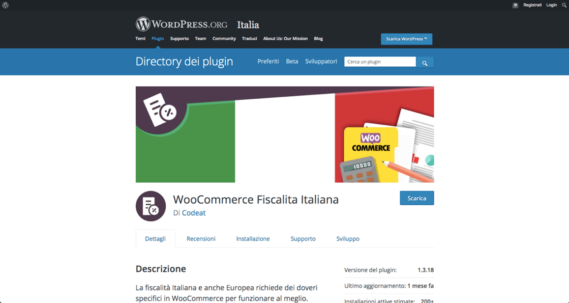 Il plugin WooCommerce Fiscalità Italiana su WordPress.org