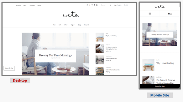 Screenshot del template Weta per blog di WordPress