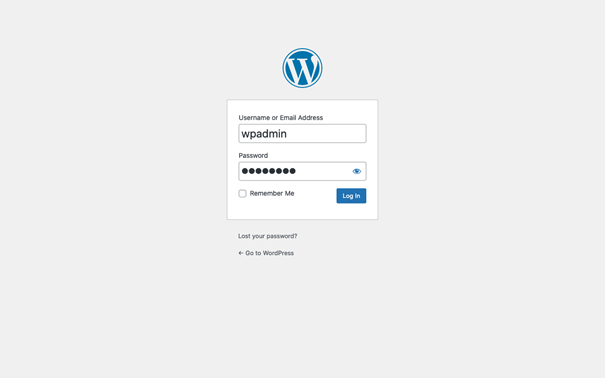 Pagina di accesso per amministratori di WordPress