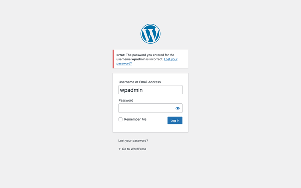 Password di accesso WordPress errata