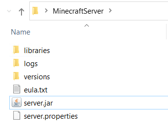 Server Minecraft durante la configurazione