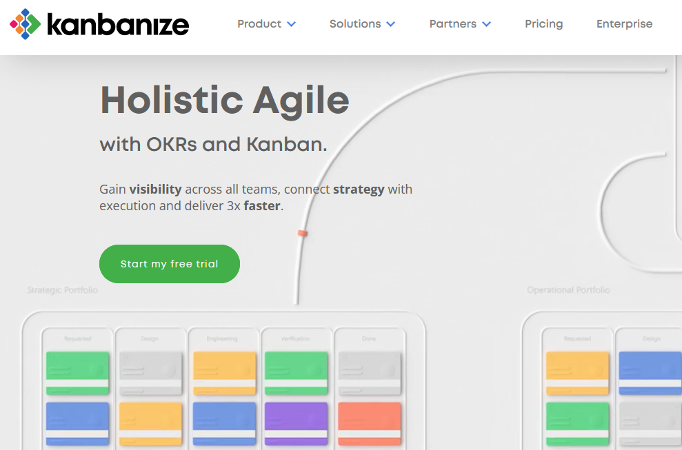 Screenshot del sito di Kanbanize