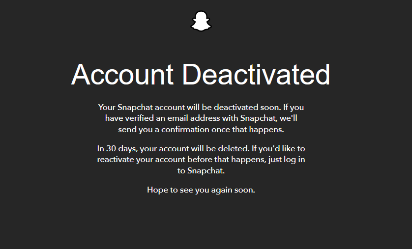 L’account di Snapchat disattivato L’account di Snapchat disattivato