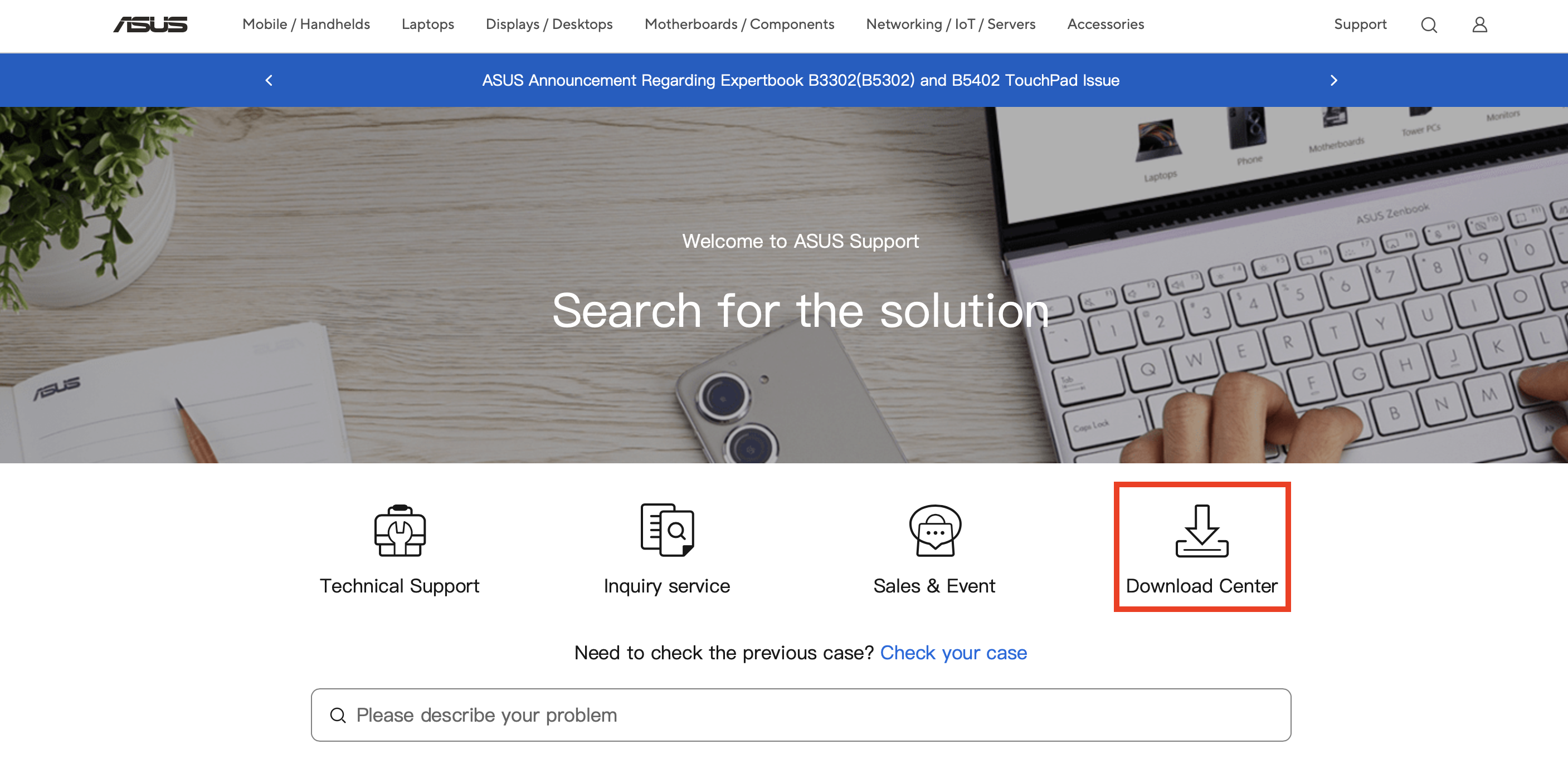 Sito web ASUS: Driver e Manuali Immagine: Sito web ASUS: Driver e Manuali