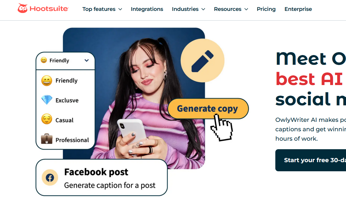 Sito web di Hootsuite Immagine: Sito web di Hootsuite