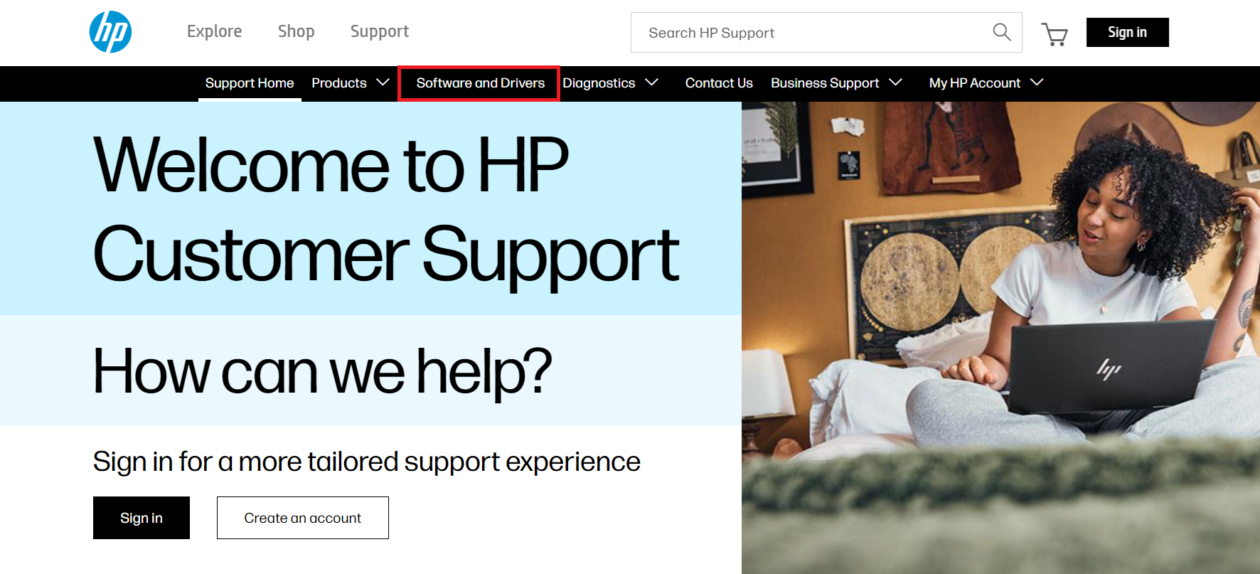 Sito web HP: software e driver Immagine: Sito web HP: software e driver