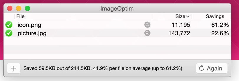 Schermata di ImageOptim Immagine: Schermata di ImageOptim
