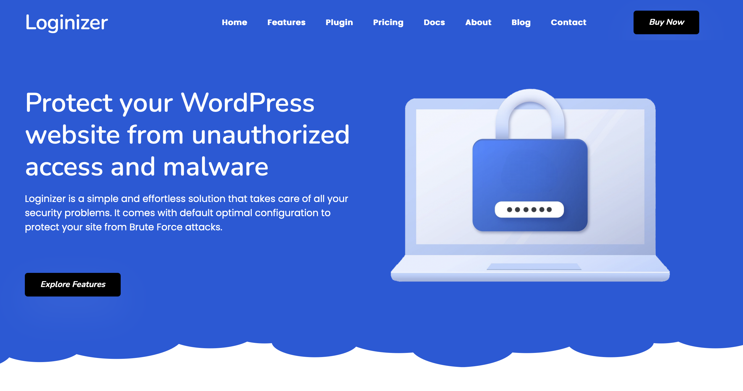 Screenshot del sito di Loginizer Immagine: Screenshot del sito di Loginizer