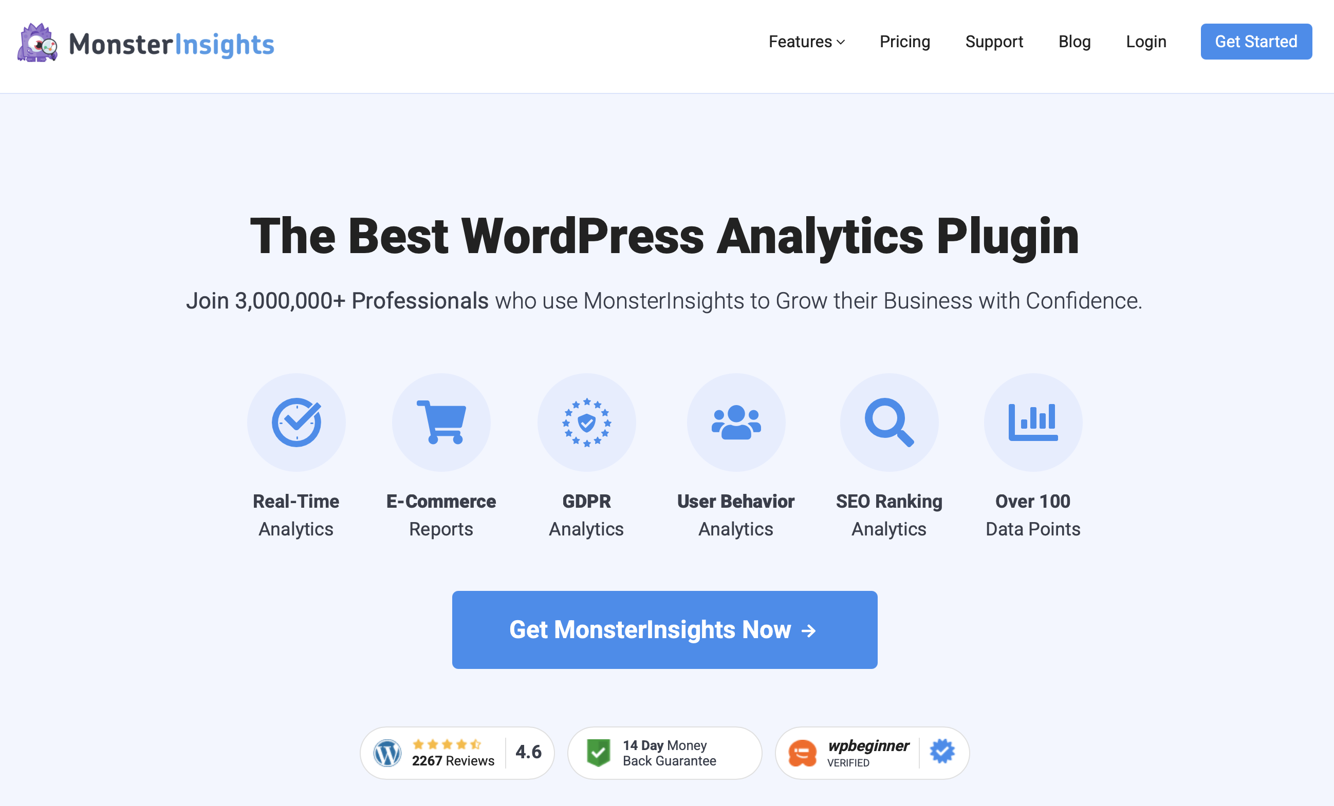 Sito web di MonsterInsights Immagine: Sito web di MonsterInsights