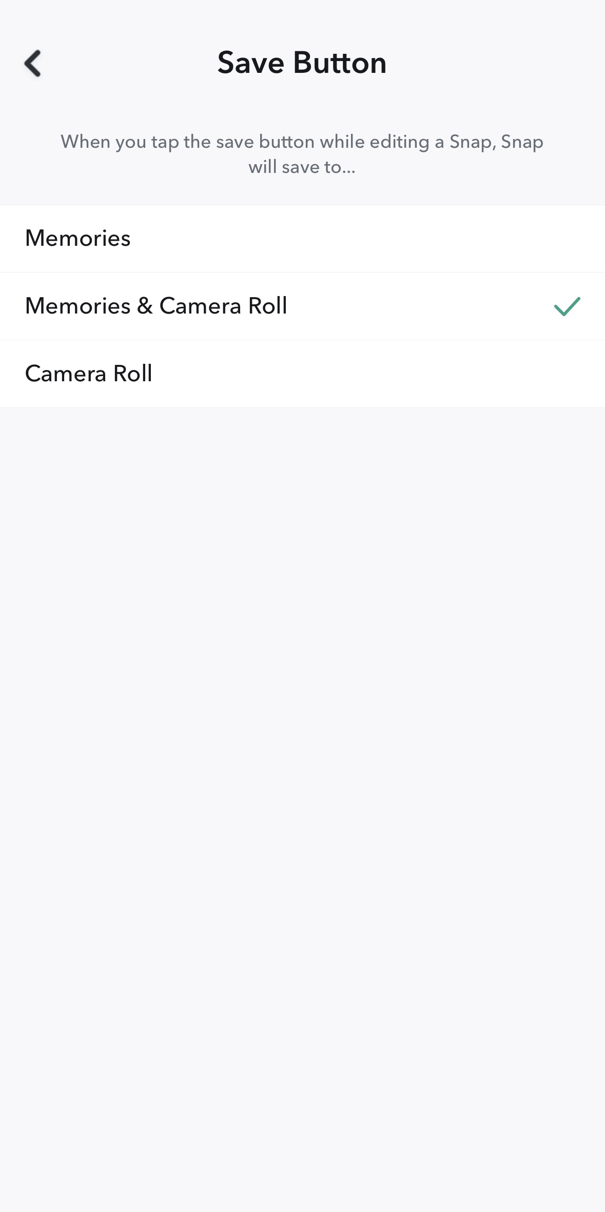 Opzioni per il salvataggio degli Snap Opzioni per il salvataggio degli Snap