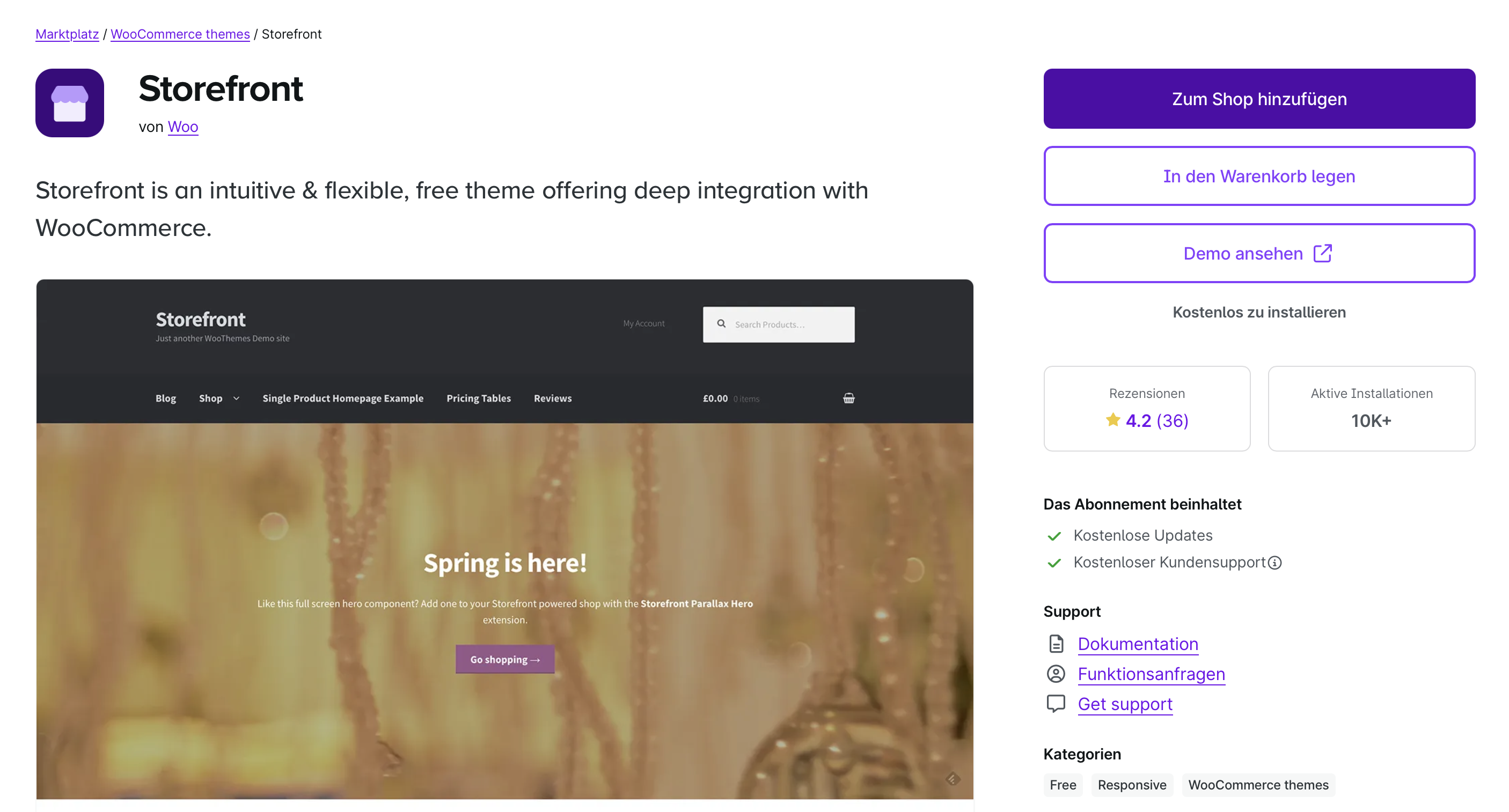 Pagina del tema Storefront per WooCommerce Immagine: Pagina del tema Storefront per WooCommerce