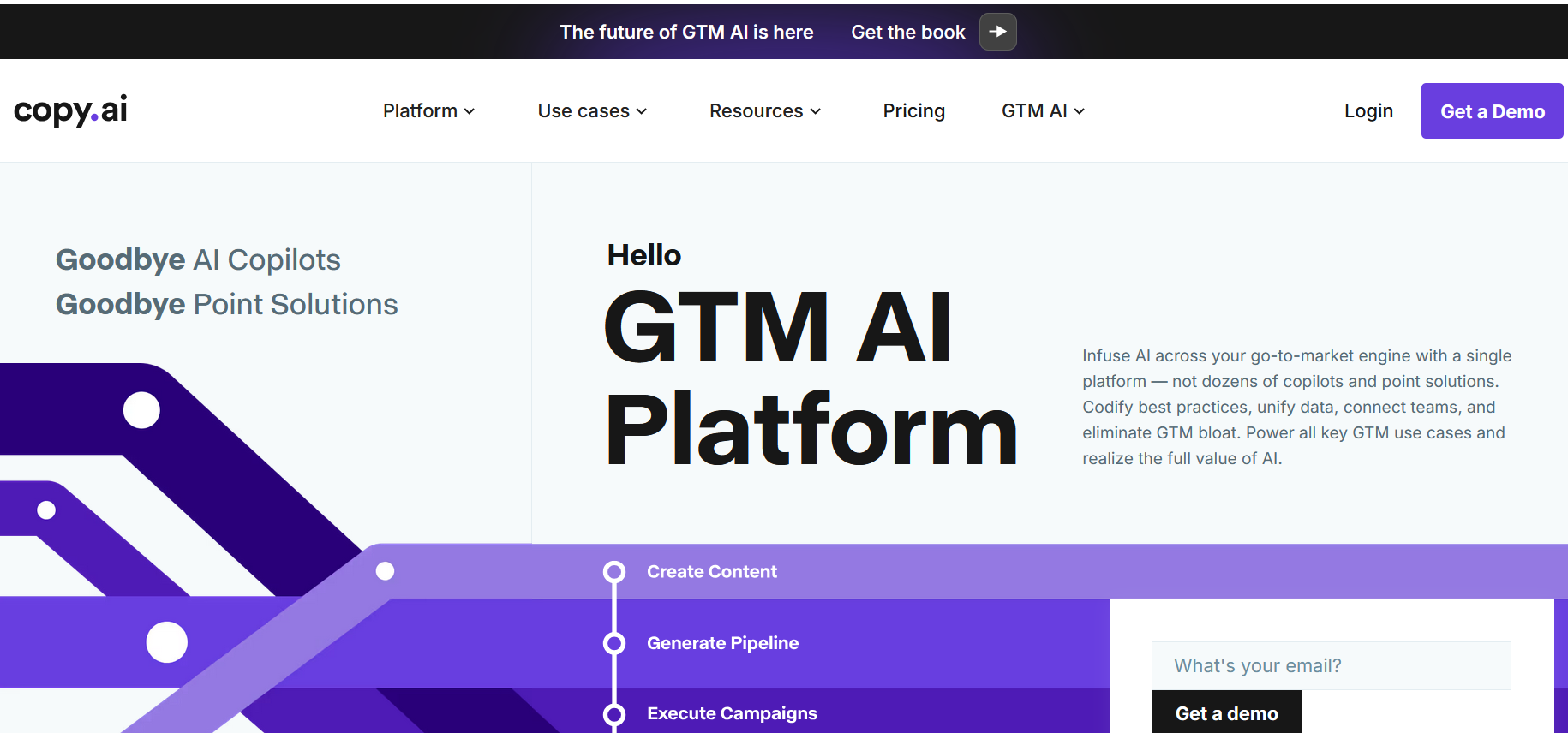 Screenshot del sito web di Copy.ai Immagine: Screenshot del sito web di Copy.ai