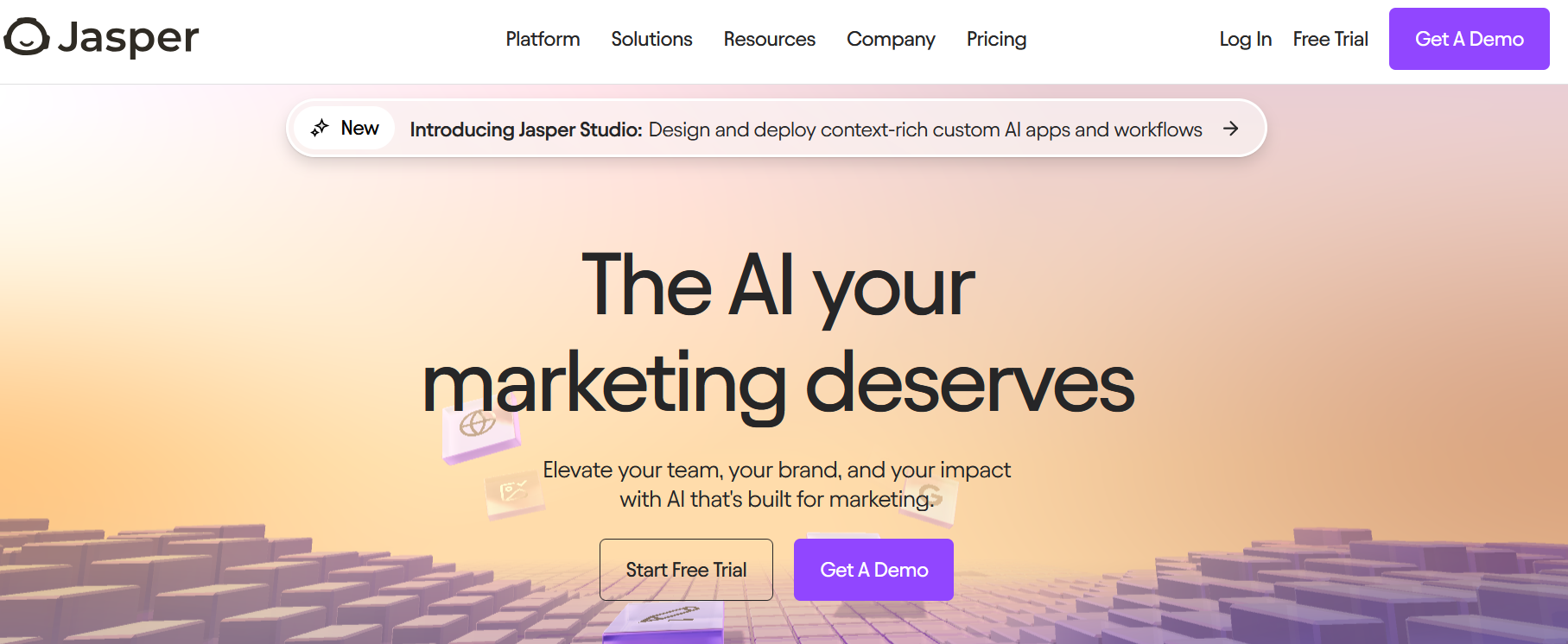 Screenshot del sito web di Jasper AI Immagine: Screenshot del sito web di Jasper AI