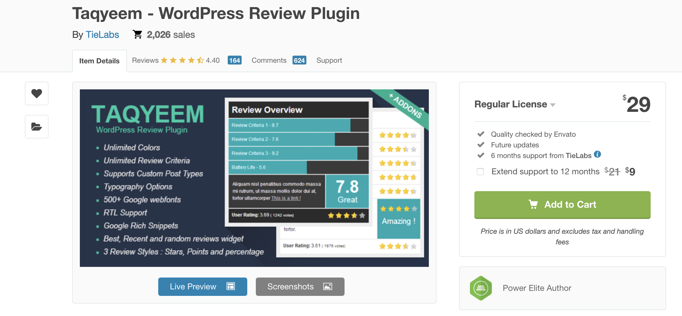 Screenshot del plugin Taqyeem Immagine: Screenshot del plugin Taqyeem