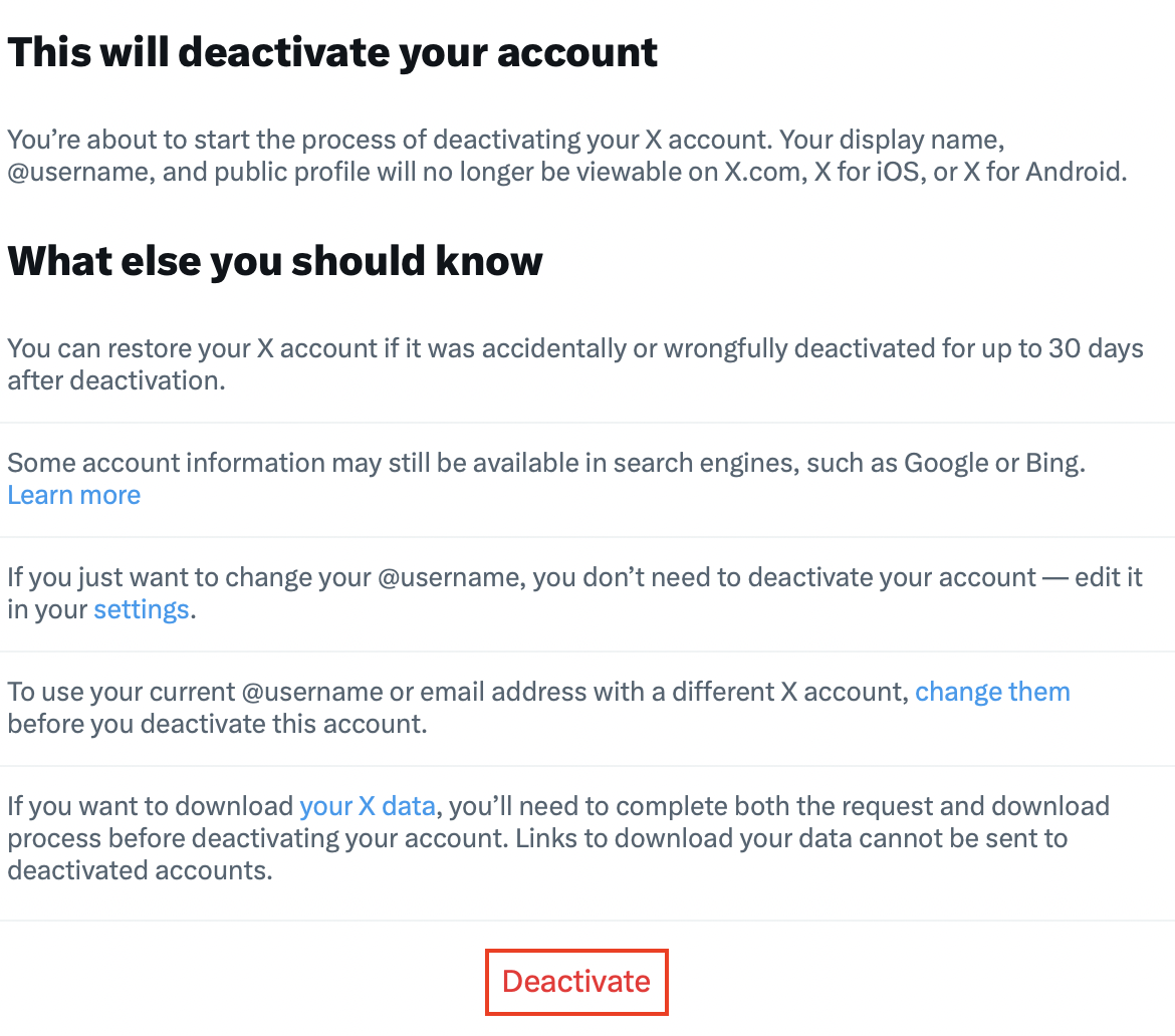 Twitter: Disattiva account Twitter: Disattiva account