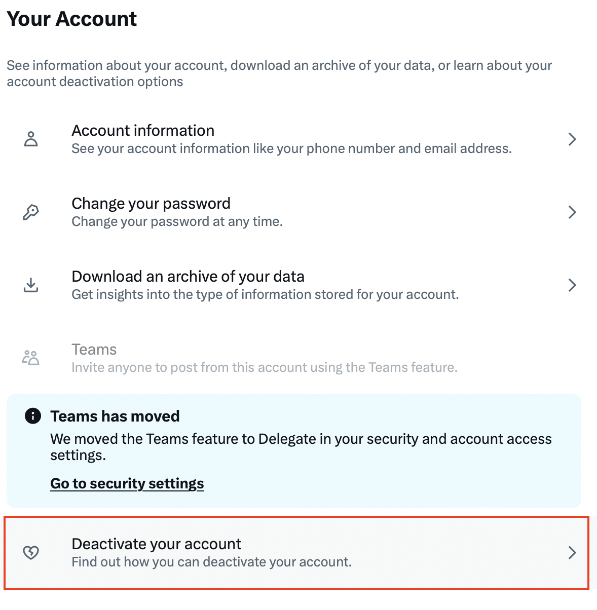 Twitter: pulsante “Disattiva il tuo account” Twitter: pulsante “Disattiva il tuo account”