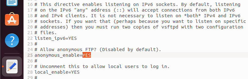 vsftpd.conf: configurazione dell’accesso FTP anonimo Immagine: vsftpd.conf: configurazione dell’accesso FTP anonimo
