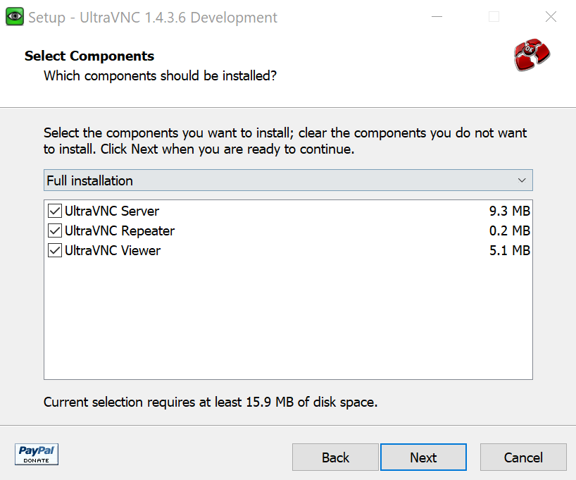 Installazione del server UltraVNC Immagine: Installazione del server UltraVNC