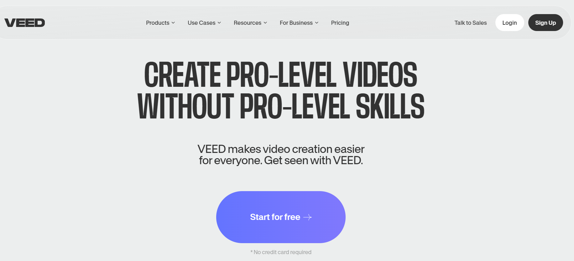 Screenshot del sito web di Veed Immagine: Screenshot del sito web di Veed