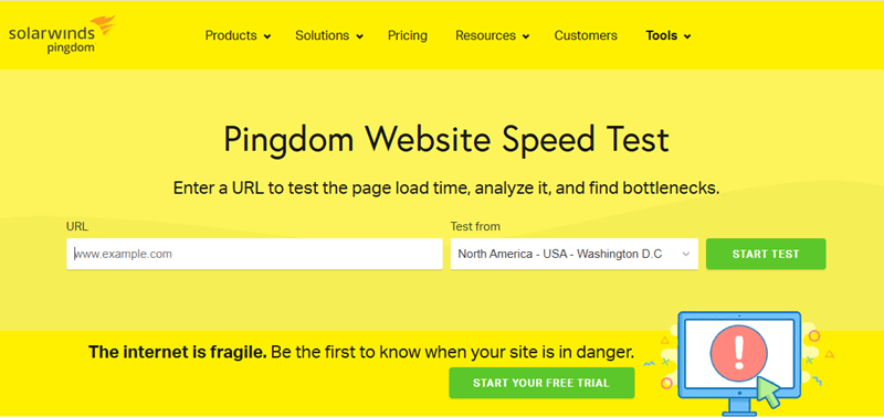Sito di Pingdom Immagine: Sito di Pingdom