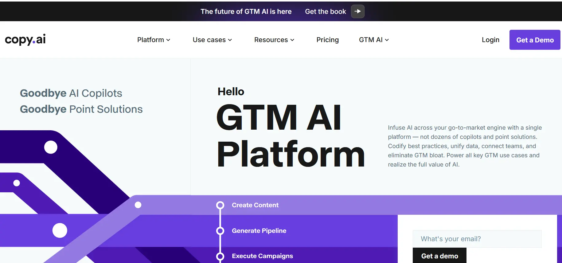 Screenshot del sito web di Copy.ai Immagine: Screenshot del sito web di Copy.ai