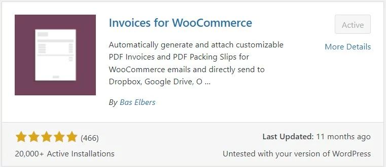Invoices for WooCommerce nel back end di WooCommerce Invoices for WooCommerce nel back end di WooCommerce