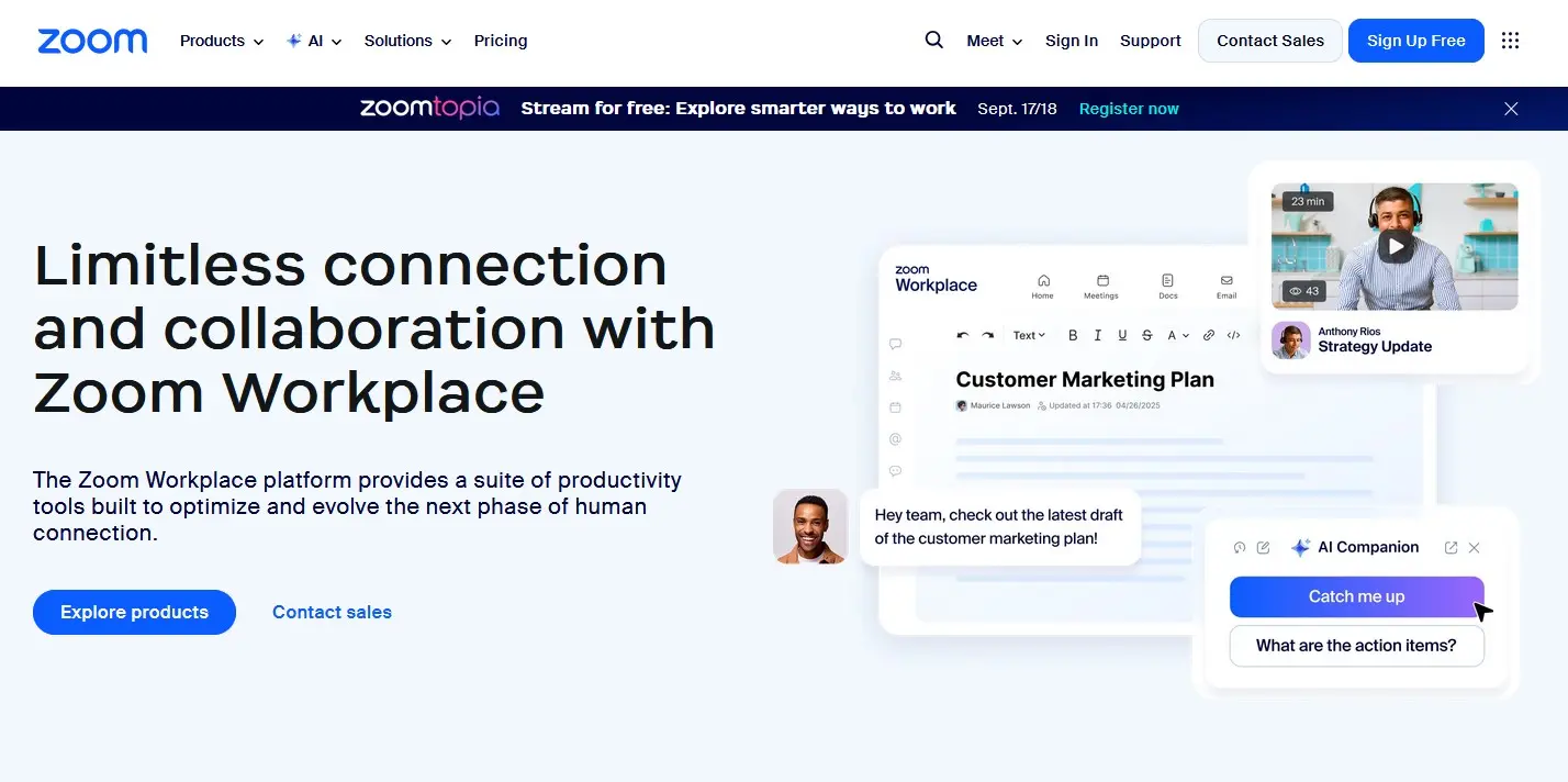 Immagine: Sito web del fornitore di videotelefonia Zoom