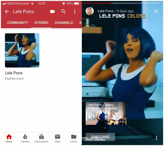 Immagine: App mobile di YouTube: come viene visualizzata una story