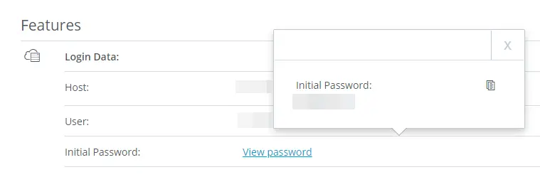 Immagine: Area cliente IONOS: dati di accesso al server