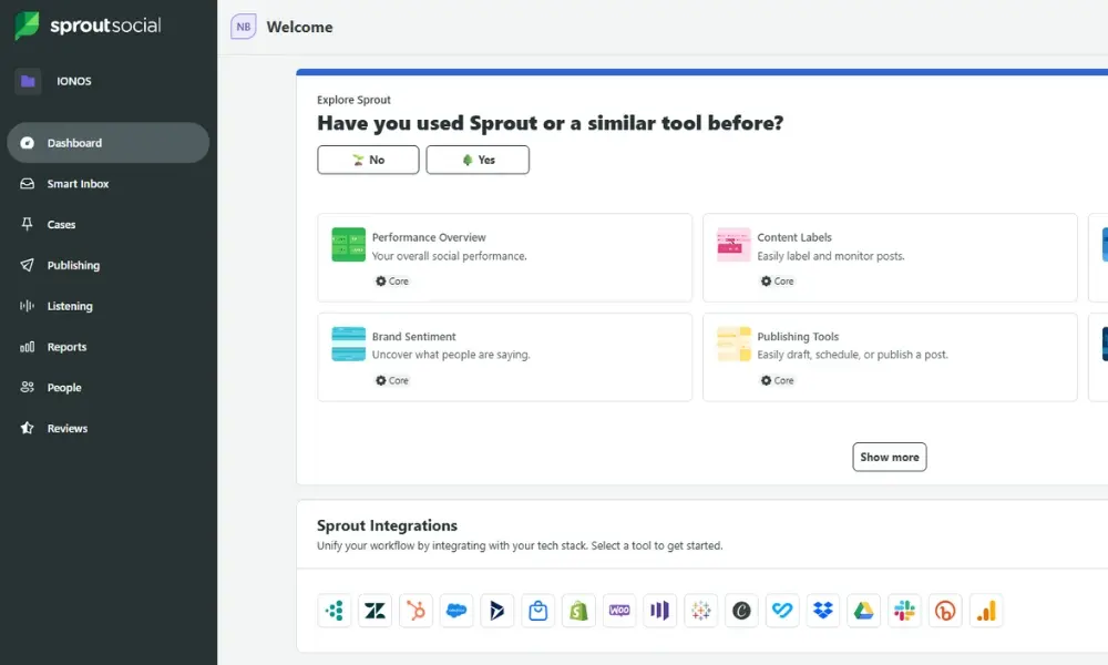 Immagine: Interfaccia utente di Sprout Social